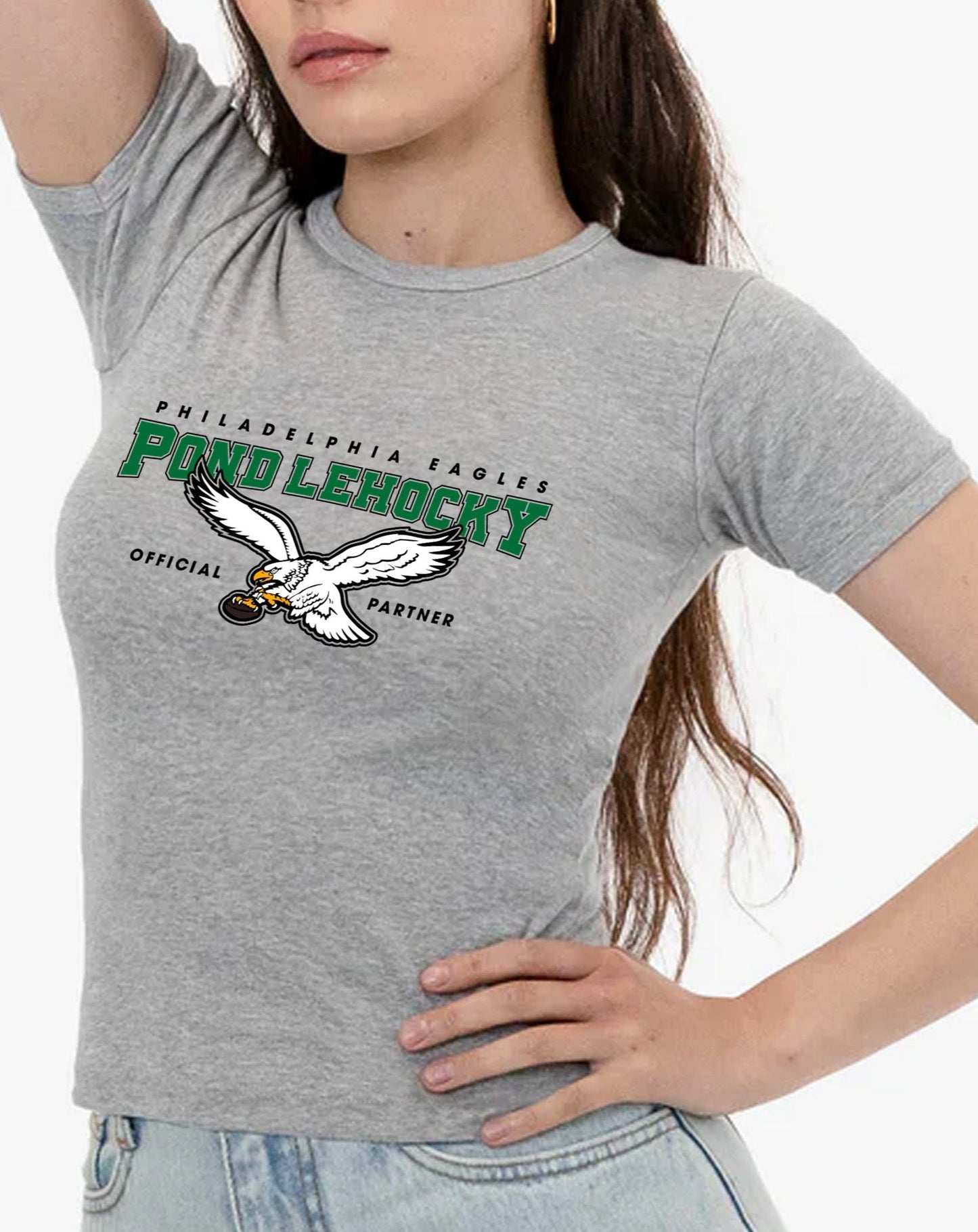 Philadelphia Eagles x Pond Lehocky Gray Womans Baby Tee